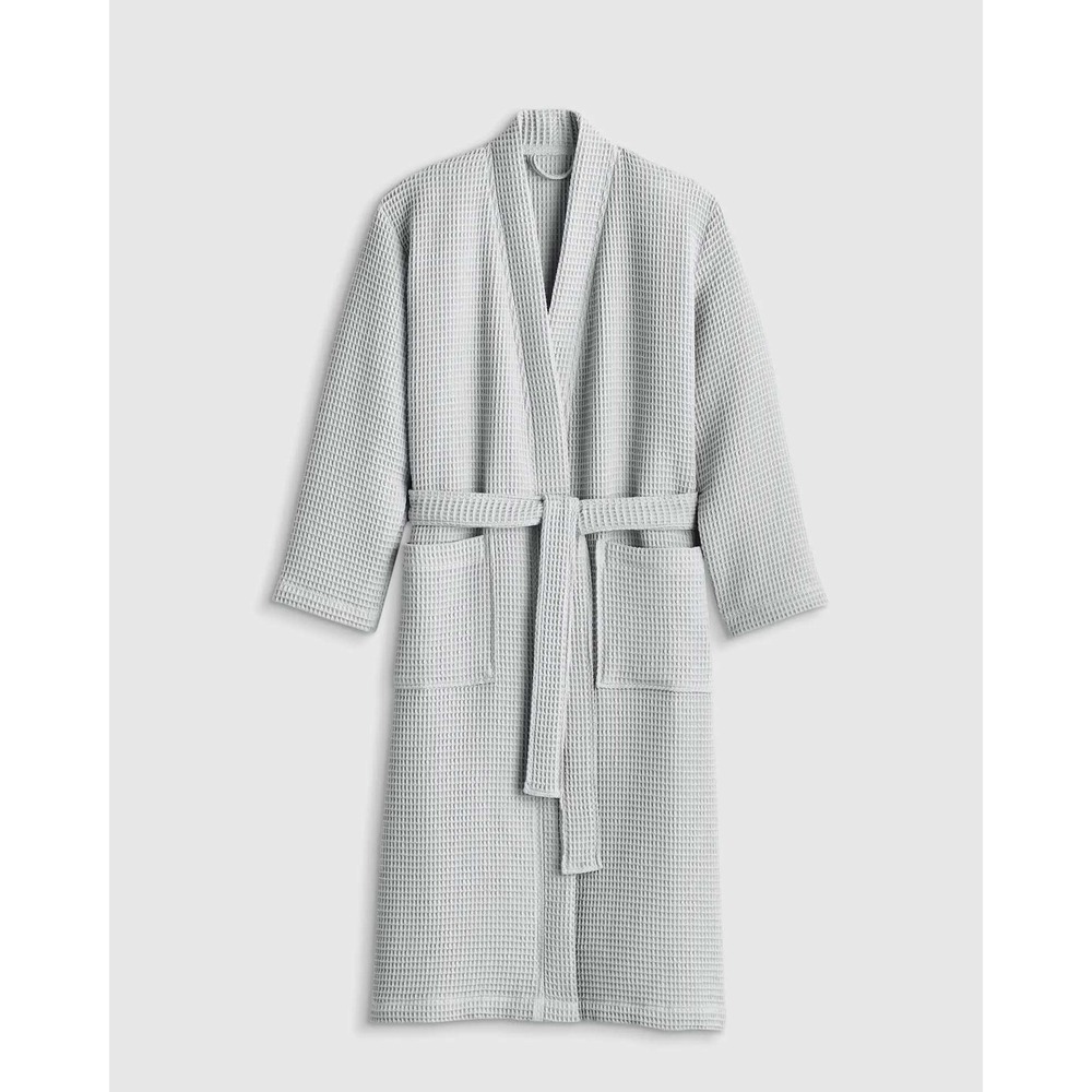 Quince 100% Organic Turkish Cotton Waffle Robe Medium Mist Unisex Spa Cozy NWOT